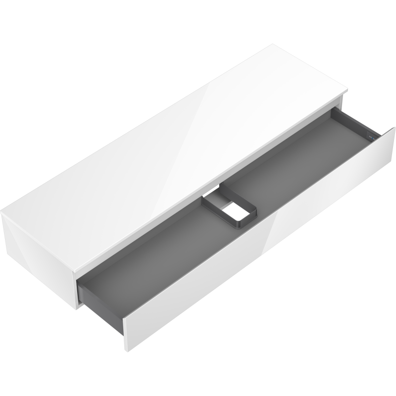 Mexen Orio vonios spintele po praustuvu 160 cm su stalviršiu, 1 stalčius, blizgi balta - 91A10-16023-1-BFC00