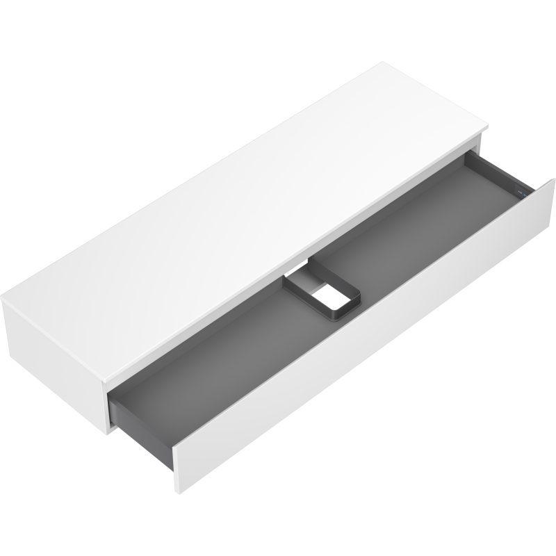 Mexen Orio vonios spintele po praustuvu 160 cm su stalviršiu, 1 stalčius, balta matinė - 91A10-16023-1-BFC01