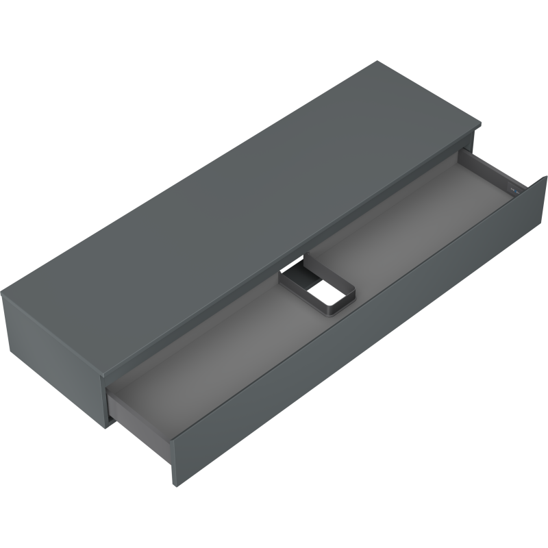 Mexen Orio vonios spintelė po praustuvu 160 cm su stalviršiu, 1 stalčius, matinė grafito spalva - 91A10-16023-1-BFC66