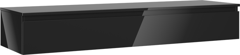Mexen Orio vonios spintelė po praustuvu 160 cm su stalviršiu, 1 stalčius, juoda blizgi - 91A10-16023-1-BFC70