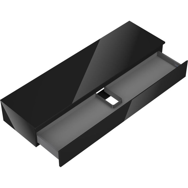 Mexen Orio vonios spintelė po praustuvu 160 cm su stalviršiu, 1 stalčius, juoda blizgi - 91A10-16023-1-BFC70