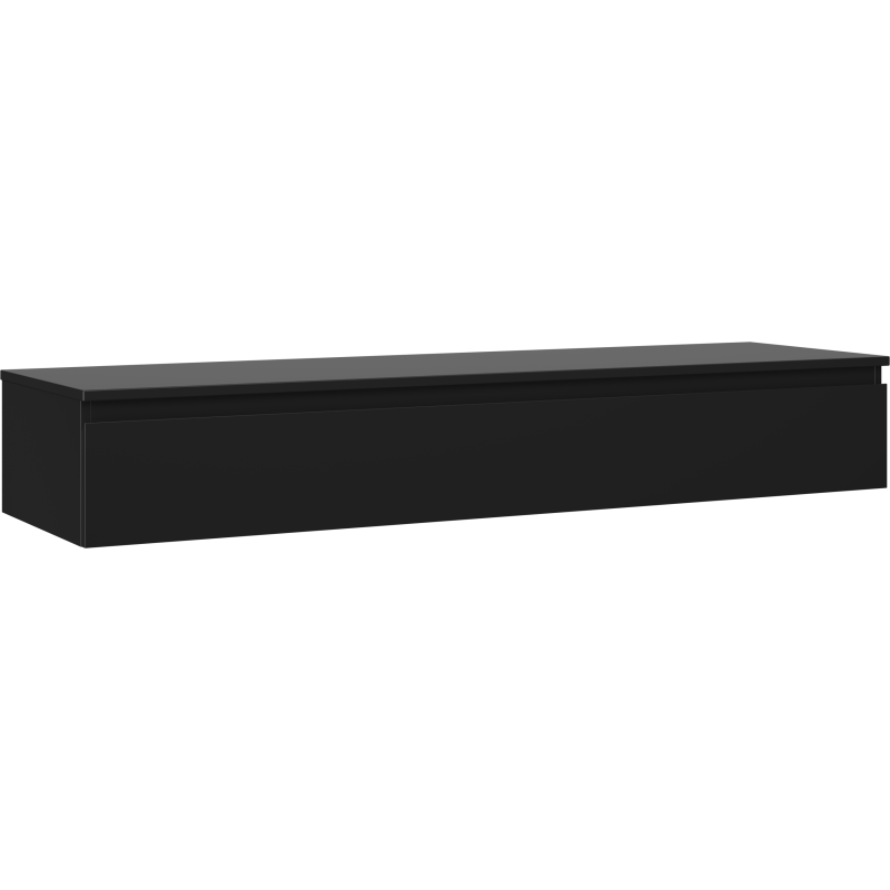 Mexen Orio vonios spintelė su kriauklės pagrindu 160 cm su stalviršiu, 1 stalčius, juoda matinė - 91A10-16023-1-BFC71