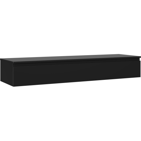 Mexen Orio vonios spintelė su kriauklės pagrindu 160 cm su stalviršiu, 1 stalčius, juoda matinė - 91A10-16023-1-BFC71