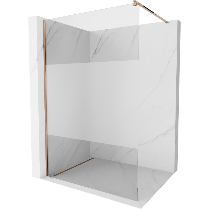 Mexen Kioto Dušo sienelė Walk-in 120 x 200 cm, skaidri/matinė 8 mm, rožinio aukso spalva - 800-120-101-60-35