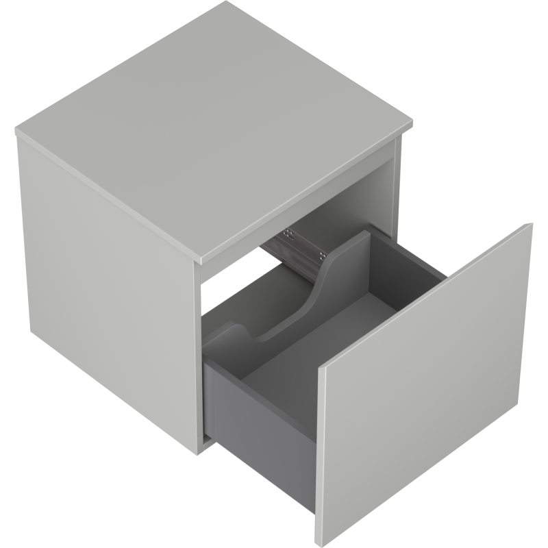 Mexen Orio vonios kambario spintelė po kriaukle 50 cm su stalviršiu, 1 stalčius, pilka matinė - 91A10-05047-1-BFC62