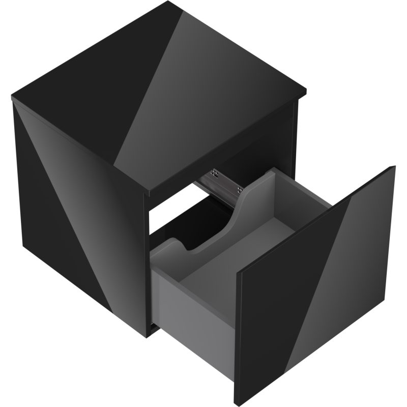 Mexen Orio vonios kambario spintelė 50 cm su stalviršiu, 1 stalčius, juodas blizgesys - 91A10-05047-1-BFC70