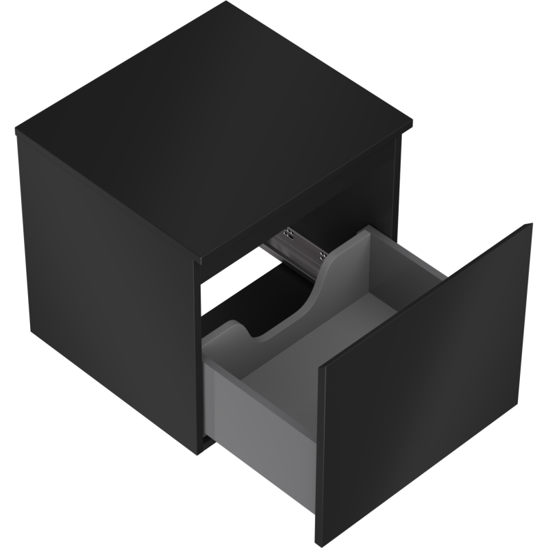 Mexen Orio vonios spintelė po kriaukle 50 cm su stalviršiu, 1 stalčius, juoda matinė - 91A10-05047-1-BFC71