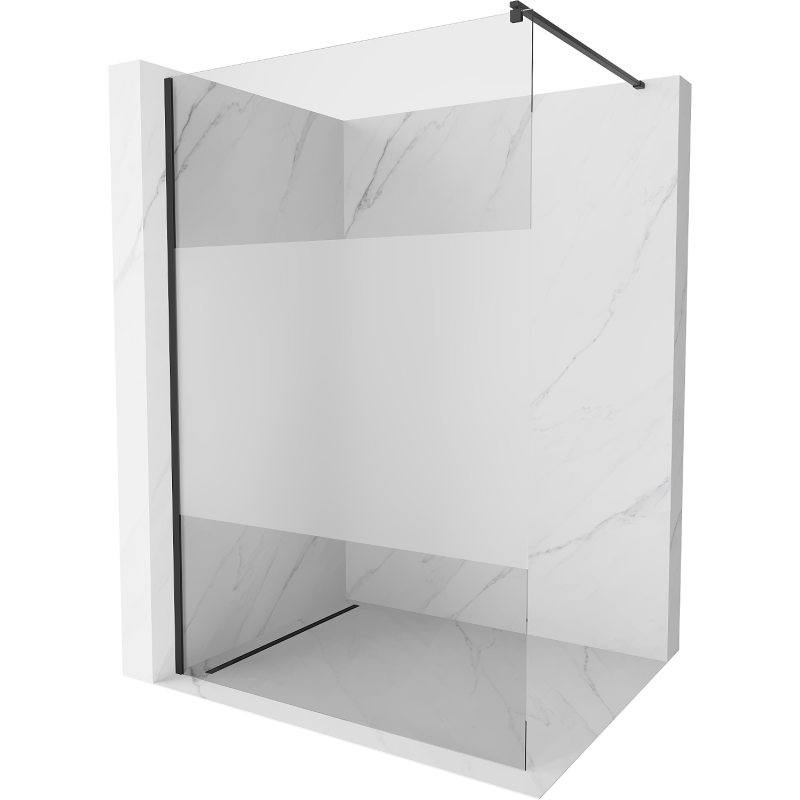 Mexen Kioto dušo sienelė Walk-in 90 x 200 cm, skaidrus/matinis 8 mm, juoda - 800-090-101-70-35