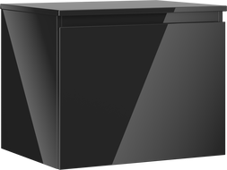 Mexen Orio vonios spintelė po praustuvu 60 cm su stalviršiu, 1 stalčius, juodas blizgus - 91A10-06047-1-BFC70