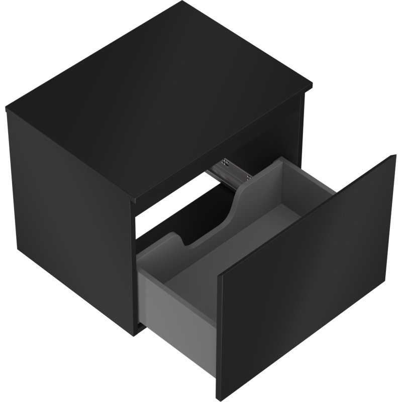 Mexen Orio vonios kambario spintelė po praustuvu, 60 cm, su stalviršiu, 1 stalčius, juoda matinė - 91A10-06047-1-BFC71