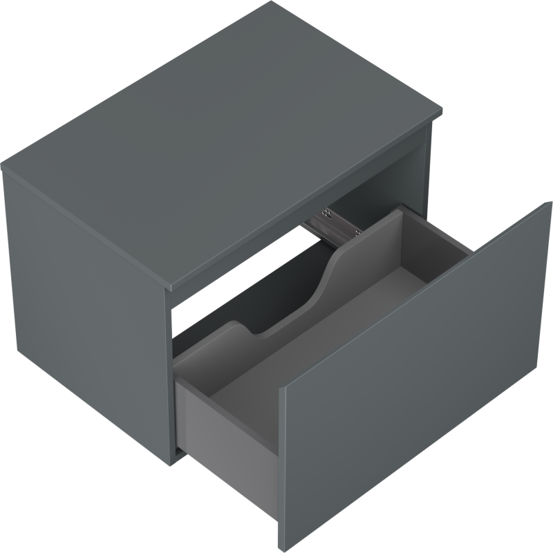 Mexen Orio vonios kambario spintelė po praustuvu 70 cm su stalviršiu, 1 stalčius, matinė grafito spalva - 91A10-07047-1-BFC66