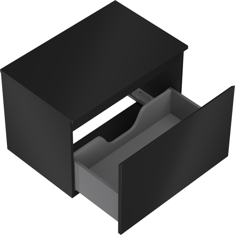 Mexen Orio vonios spintelė po praustuvu 70 cm su stalviršiu, 1 stalčius, juoda matinė - 91A10-07047-1-BFC71