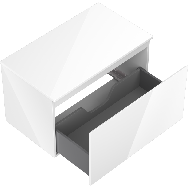 Mexen Orio vonios spintelė po kriaukle 80 cm su stalviršiu, 1 stalčius, balta blizgi - 91A10-08047-1-BFC00