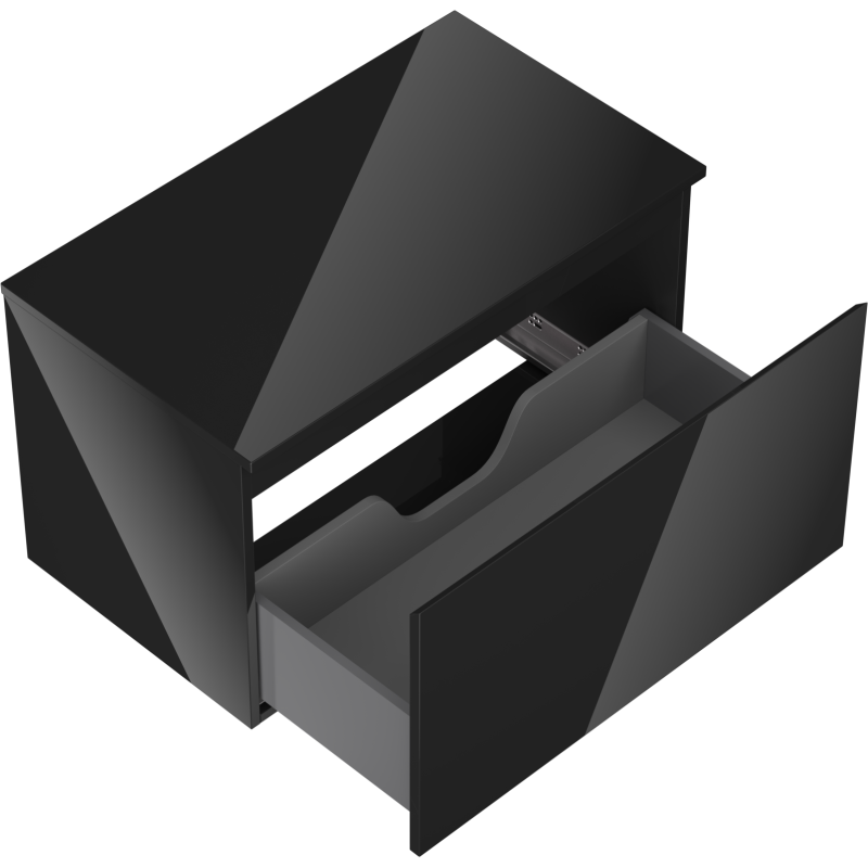 Mexen Orio vonios spintelė po praustuvu su stalviršiu 80 cm, 1 stalčius, juoda blizgi - 91A10-08047-1-BFC70