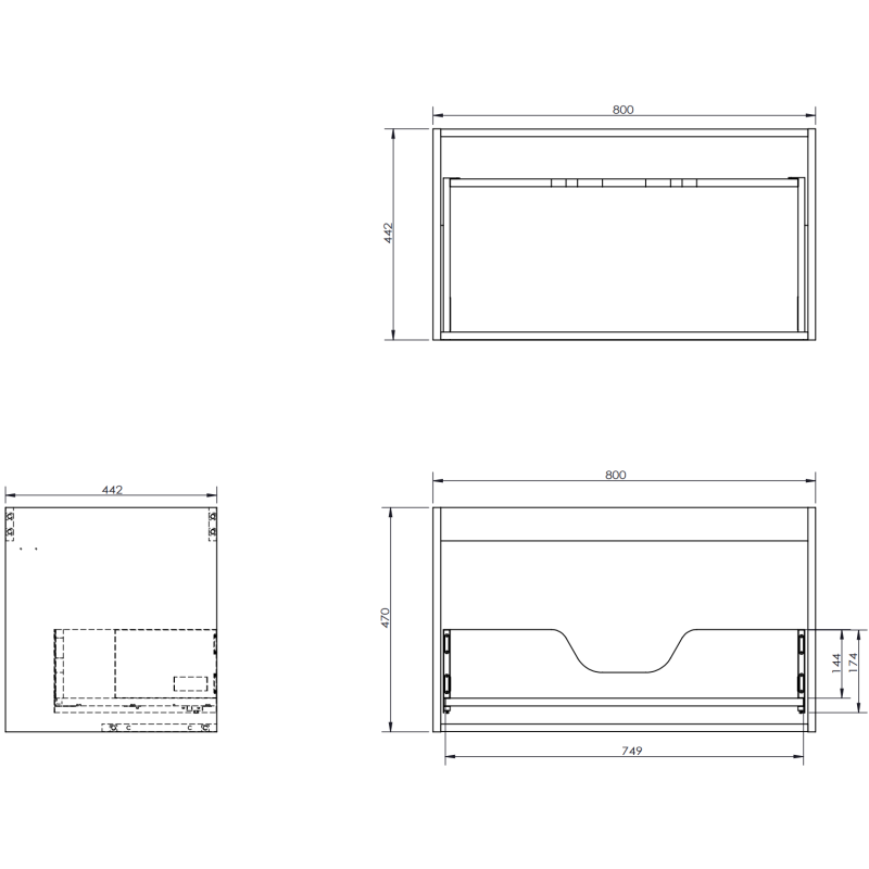 Mexen Orio vonios spintelė po praustuvu, 80 cm su stalviršiu, 1 stalčius, juoda matinė - 91A10-08047-1-BFC71