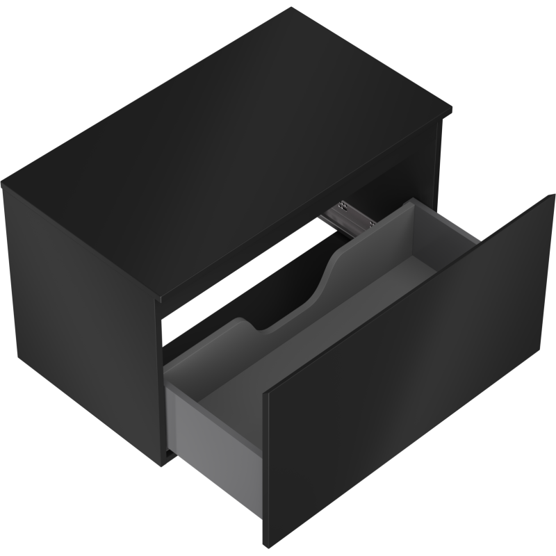 Mexen Orio vonios spintelė po praustuvu, 80 cm su stalviršiu, 1 stalčius, juoda matinė - 91A10-08047-1-BFC71