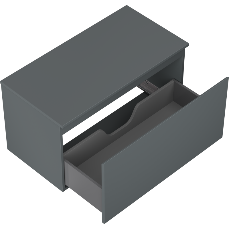 Mexen Orio vonios kambario spintelė po praustuvu 90 cm su stalviršiu, 1 stalčius, matinė grafito - 91A10-09047-1-BFC66