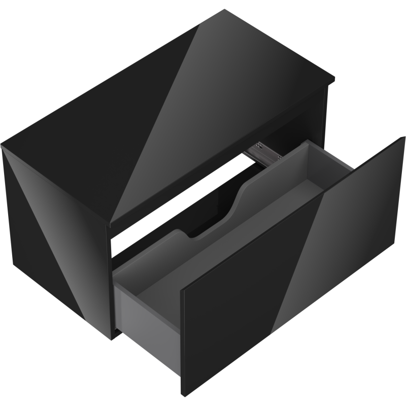 Mexen Orio vonios spintelė po kriaukle 90 cm su stalviršiu, 1 stalčius, juoda blizgi - 91A10-09047-1-BFC70