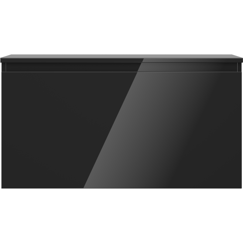 Mexen Orio vonios spintelė po kriaukle 90 cm su stalviršiu, 1 stalčius, juoda blizgi - 91A10-09047-1-BFC70