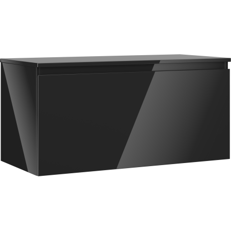 Mexen Orio vonios spintelė po praustuvu 100 cm su stalviršiu, 1 stalčius, juoda blizgi - 91A10-10047-1-BFC70