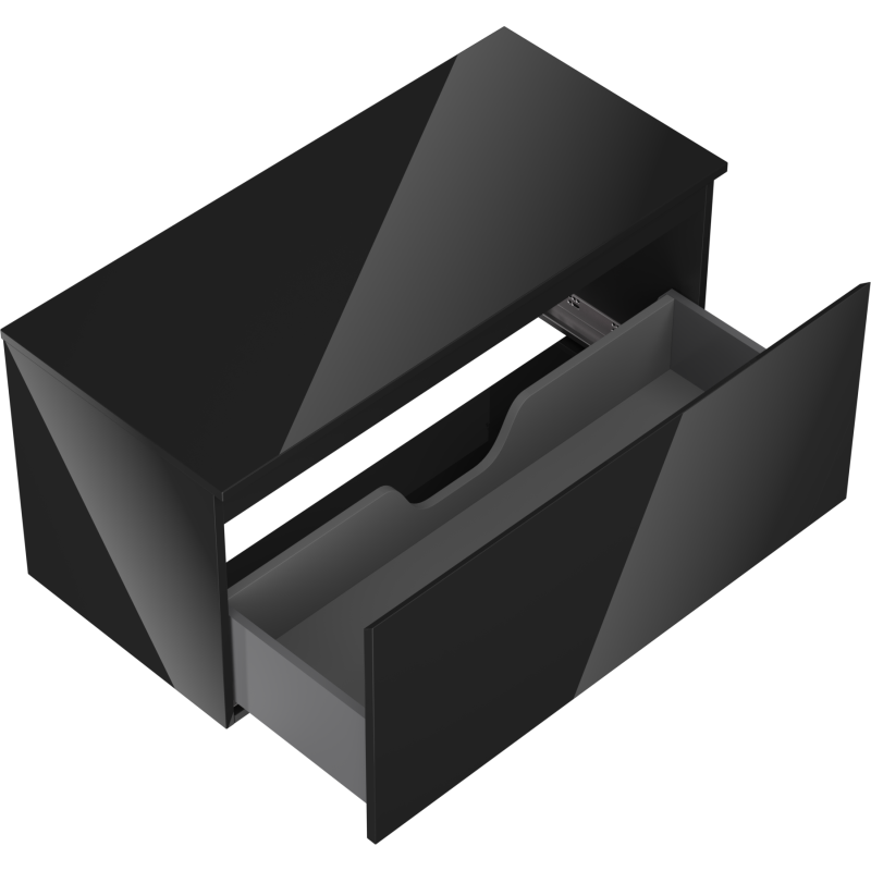 Mexen Orio vonios spintelė po praustuvu 100 cm su stalviršiu, 1 stalčius, juoda blizgi - 91A10-10047-1-BFC70