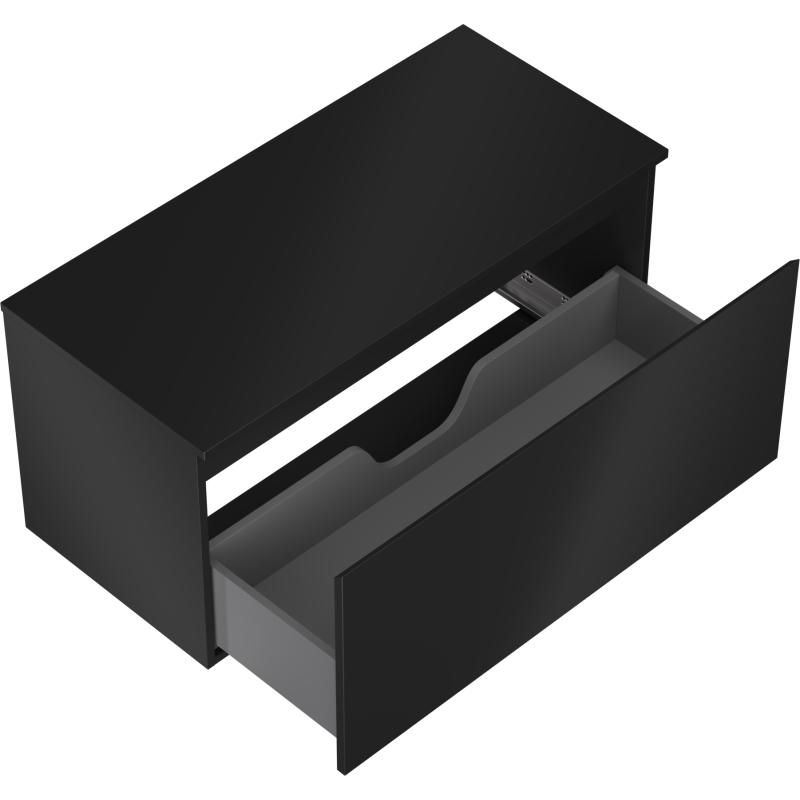 Mexen Orio vonios spintele po praustuvu 100 cm su stalviršiu, 1 stalčius, juodas mat - 91A10-10047-1-BFC71