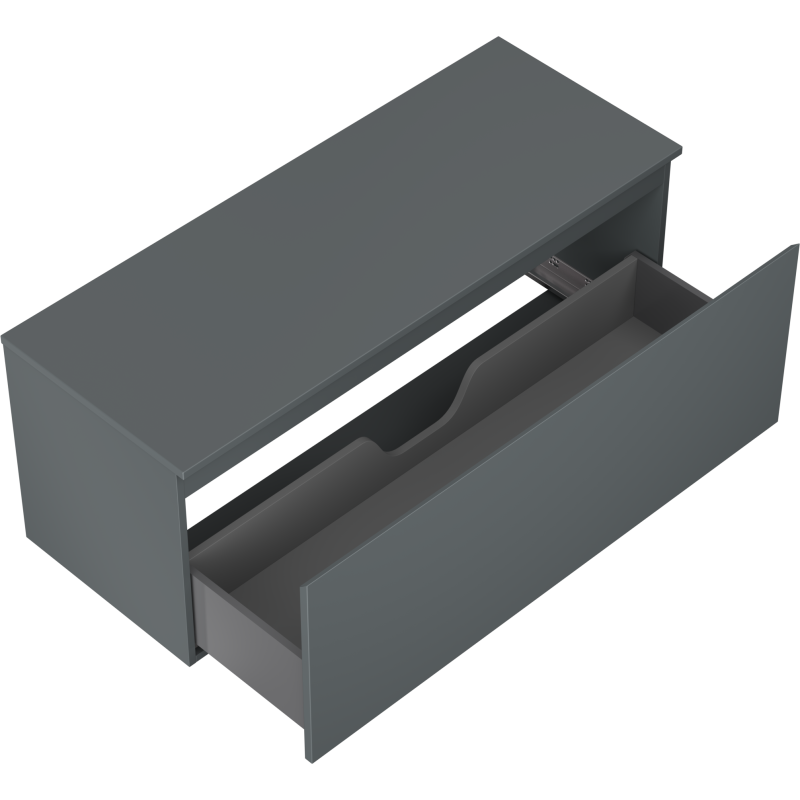 Mexen Orio vonios lentyna po praustuvu 120 cm su stalviršiu, 1 stalčius, matinė grafito spalva - 91A10-12047-1-BFC66