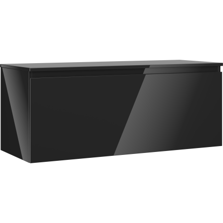 Mexen Orio vonios spintelė po praustuvu 120 cm su stalviršiu, 1 stalčius, juodas blizgus - 91A10-12047-1-BFC70