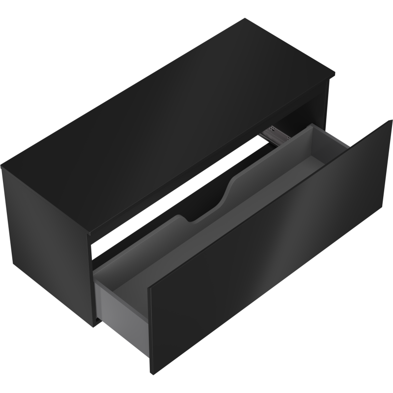 Mexen Orio vonios spintelė po praustuvu 120 cm su stalviršiu, 1 stalčius, juoda matinė - 91A10-12047-1-BFC71