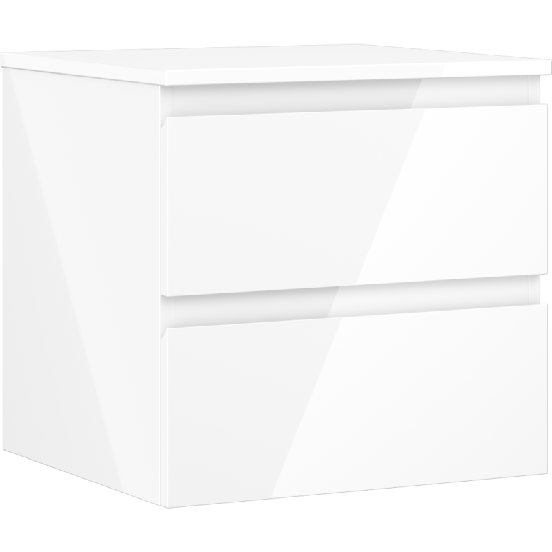 Mexen Orio vonios kambario spintelė po praustuvu 50 cm su stalviršiu, 2 stalčiai, blizganti balta - 91A10-05047-2-BFFC00