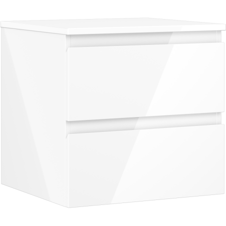 Mexen Orio vonios kambario spintelė po praustuvu 50 cm su stalviršiu, 2 stalčiai, blizganti balta - 91A10-05047-2-BFFC00