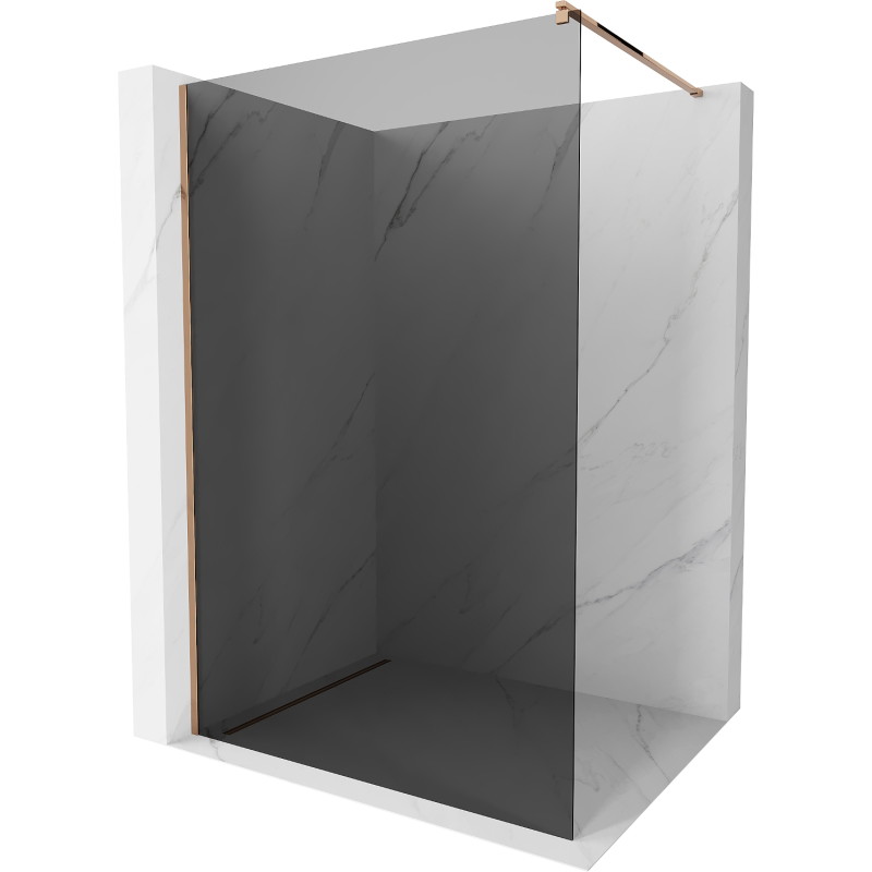 Mexen Kioto dušo siena Walk-in 80 x 200 cm, grafitas 8 mm, rožinis auksas - 800-080-101-60-40