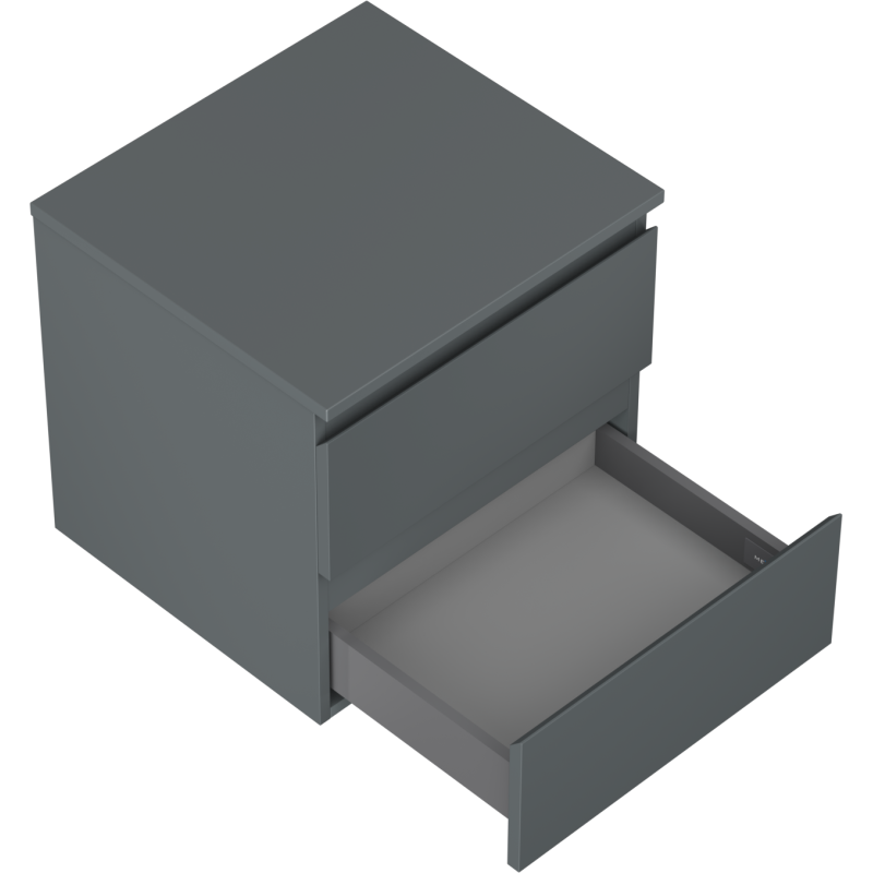 Mexen Orio vonios spintelė po kriaukle 50 cm su stalviršiu, 2 stalčiai, matinė grafito spalva - 91A10-05047-2-BFFC66