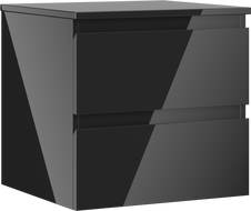 Mexen Orio vonios spintelė po kriaukle 50 cm su stalviršiu, 2 stalčiai, blizgi juoda - 91A10-05047-2-BFFC70