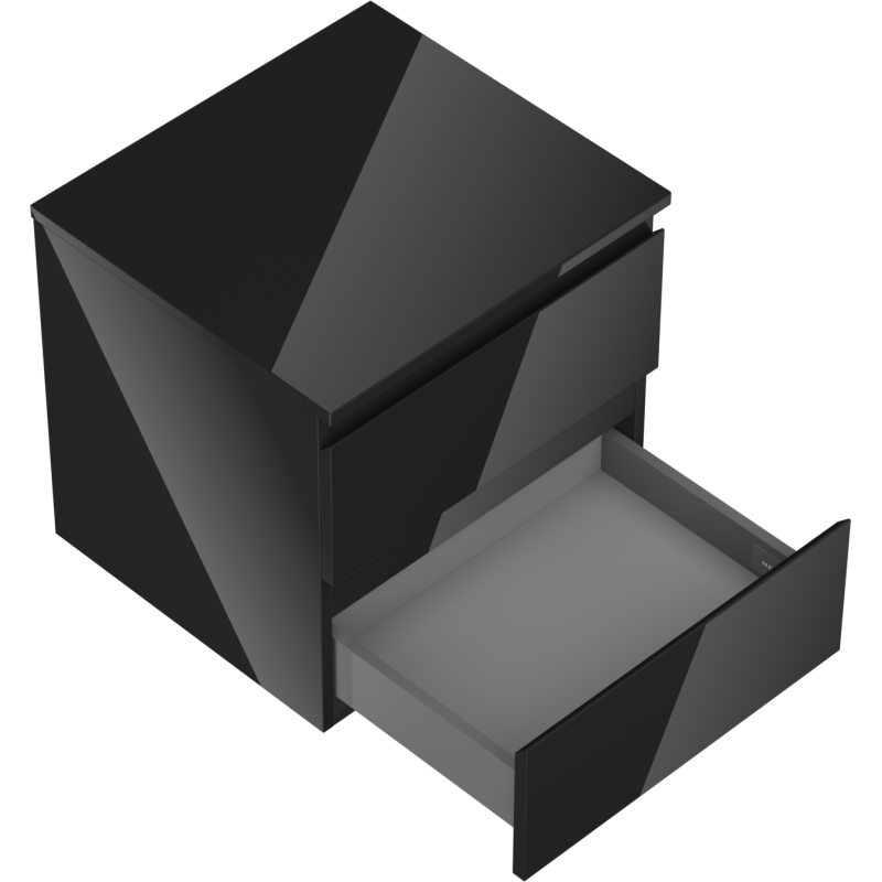 Mexen Orio vonios spintelė po kriaukle 50 cm su stalviršiu, 2 stalčiai, blizgi juoda - 91A10-05047-2-BFFC70