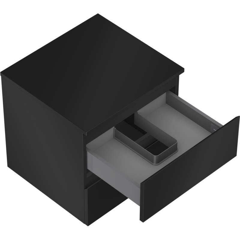 Mexen Orio vonios spintelė po kriaukle 50 cm su stalviršiu, 2 stalčiai, juoda mat - 91A10-05047-2-BFFC71