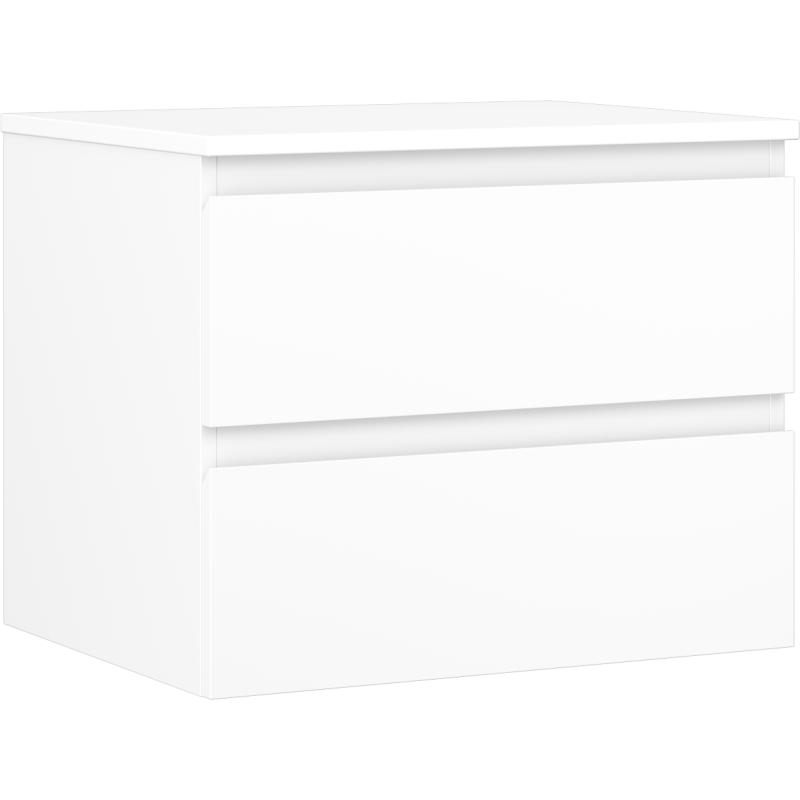 Mexen Orio vonios spintelė po praustuvu 60 cm su stalviršiu, 2 stalčiais, baltos matinės spalvos - 91A10-06047-2-BFFC01