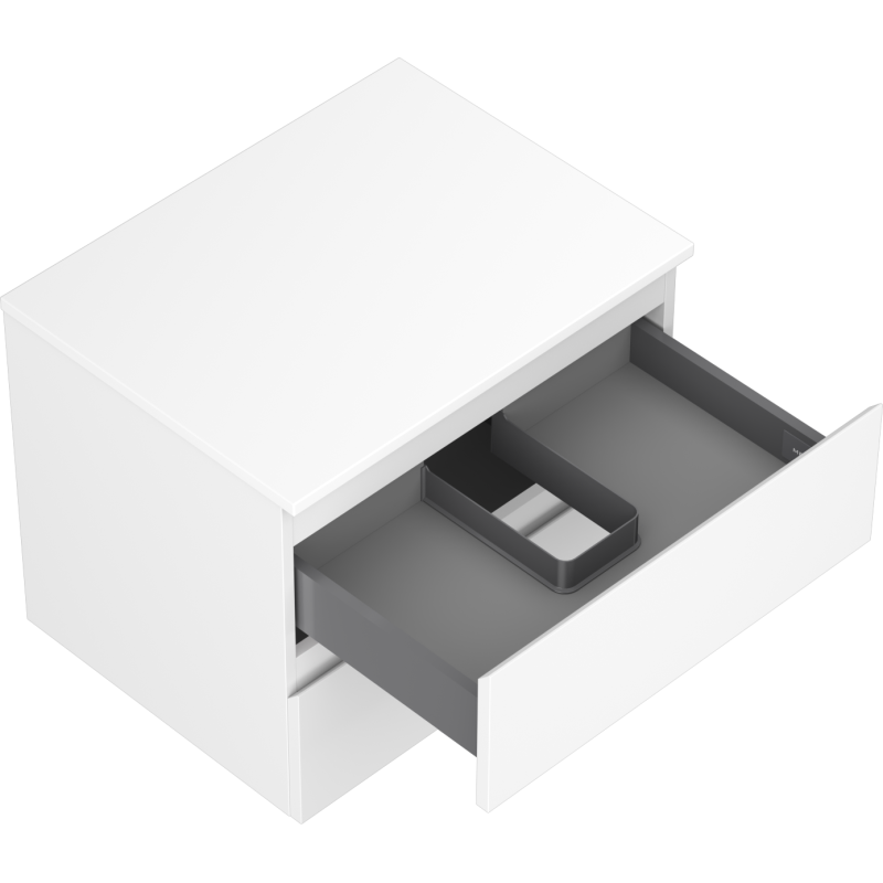 Mexen Orio vonios spintelė po praustuvu 60 cm su stalviršiu, 2 stalčiais, baltos matinės spalvos - 91A10-06047-2-BFFC01