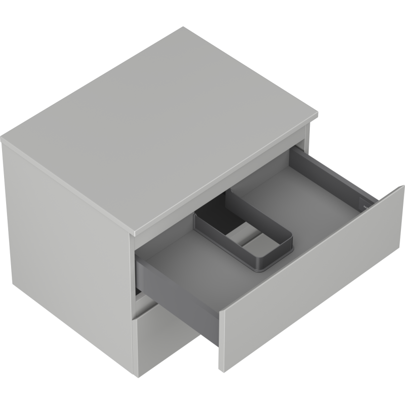 Mexen Orio vonios kambario spintelė po praustuvu 60 cm su stalviršiu, 2 stalčiai, pilka matinė - 91A10-06047-2-BFFC62