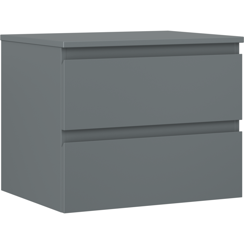 Mexen Orio vonios kambario spintelė po kriaukle 60 cm su stalviršiu, 2 stalčiai, matinė grafito - 91A10-06047-2-BFFC66