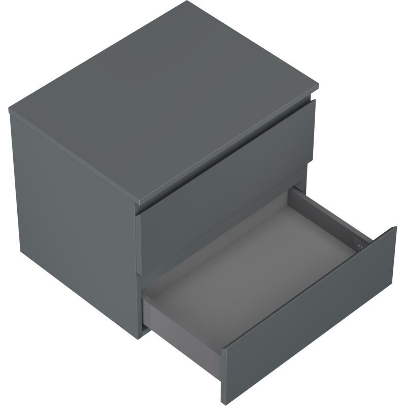 Mexen Orio vonios kambario spintelė po kriaukle 60 cm su stalviršiu, 2 stalčiai, matinė grafito - 91A10-06047-2-BFFC66