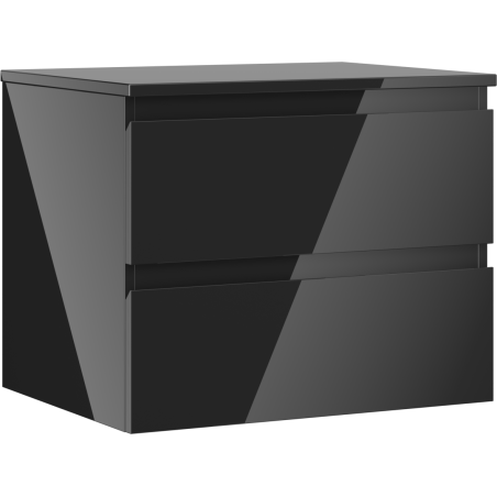 Mexen Orio vonios spintelė po kriaukle 60 cm su stalviršiu, 2 stalčiai, juodas blizgesys - 91A10-06047-2-BFFC70