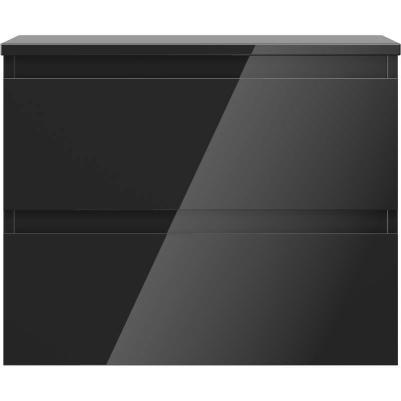 Mexen Orio vonios spintelė po kriaukle 60 cm su stalviršiu, 2 stalčiai, juodas blizgesys - 91A10-06047-2-BFFC70