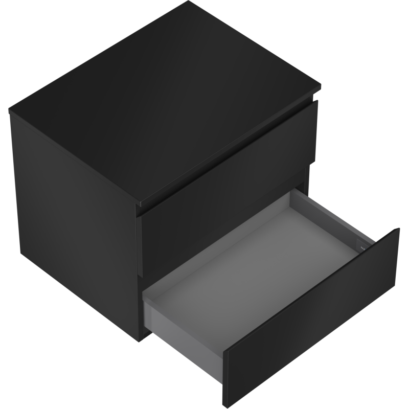 Mexen Orio vonios spintelė praustuvui 60 cm su stalviršiu, 2 stalčiai, juoda mat - 91A10-06047-2-BFFC71