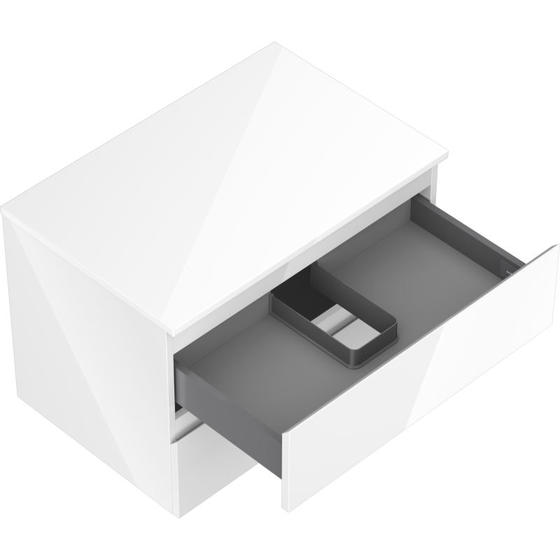 Mexen Orio vonios spintelė po kriaukle 70 cm su stalviršiu, 2 stalčiai, blizganti balta - 91A10-07047-2-BFFC00