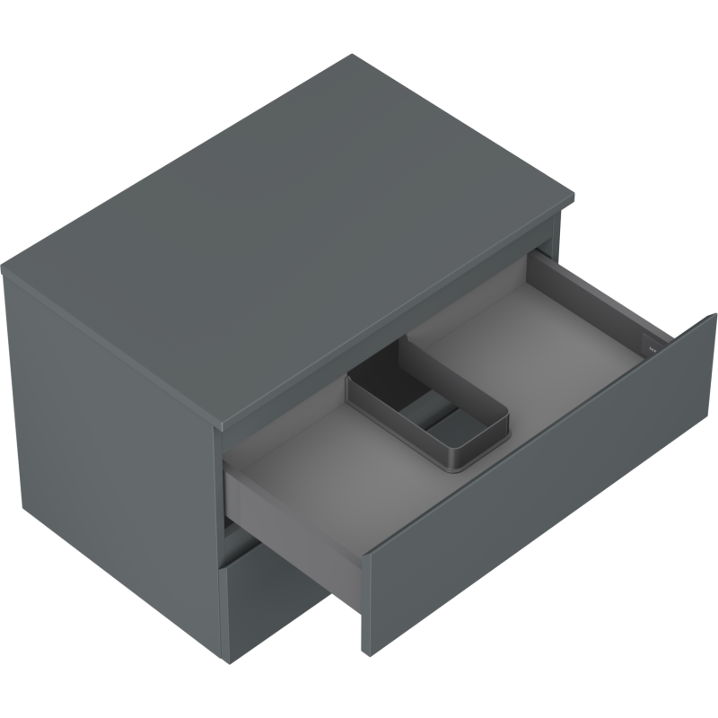 Mexen Orio vonios spintelė po praustuvu 70 cm su stalviršiu, 2 stalčiai, matinė grafito spalva - 91A10-07047-2-BFFC66