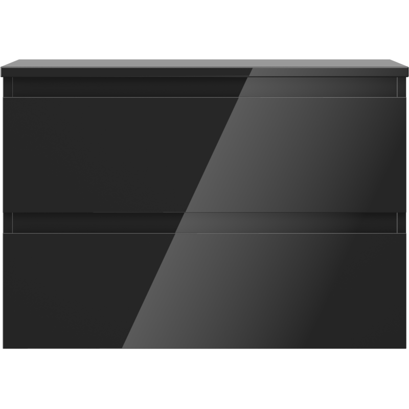 Mexen Orio vonios kambario spintelė po praustuvu 70 cm su stalviršiu, 2 stalčiai, juodas blizgesys - 91A10-07047-2-BFFC70