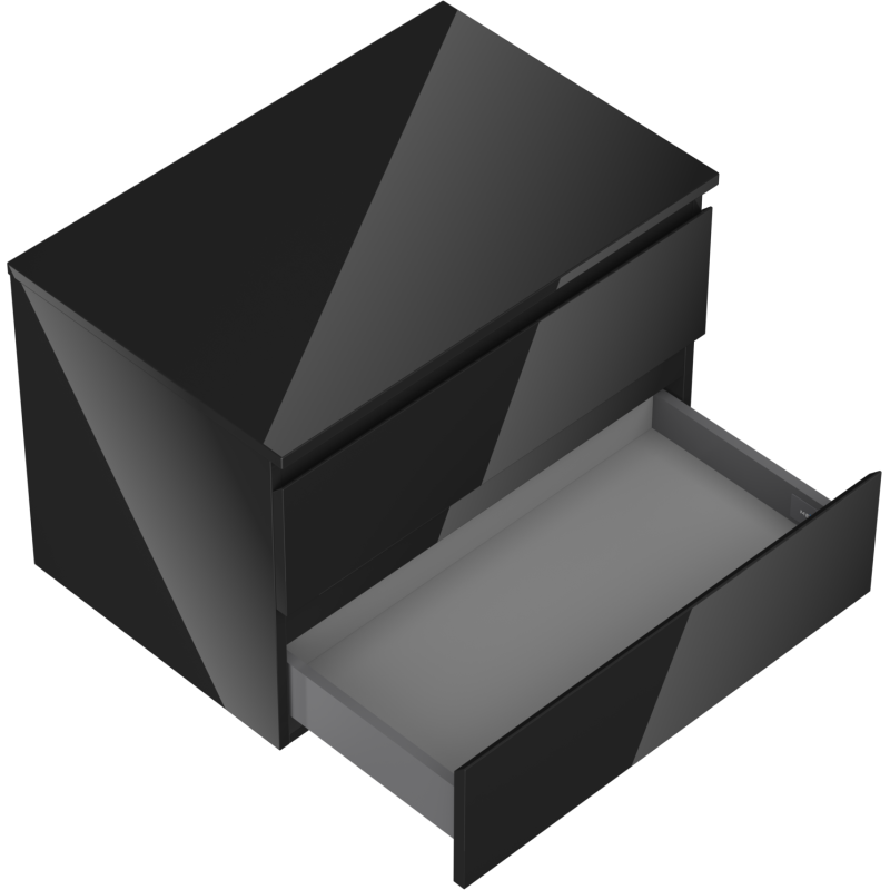 Mexen Orio vonios kambario spintelė po praustuvu 70 cm su stalviršiu, 2 stalčiai, juodas blizgesys - 91A10-07047-2-BFFC70