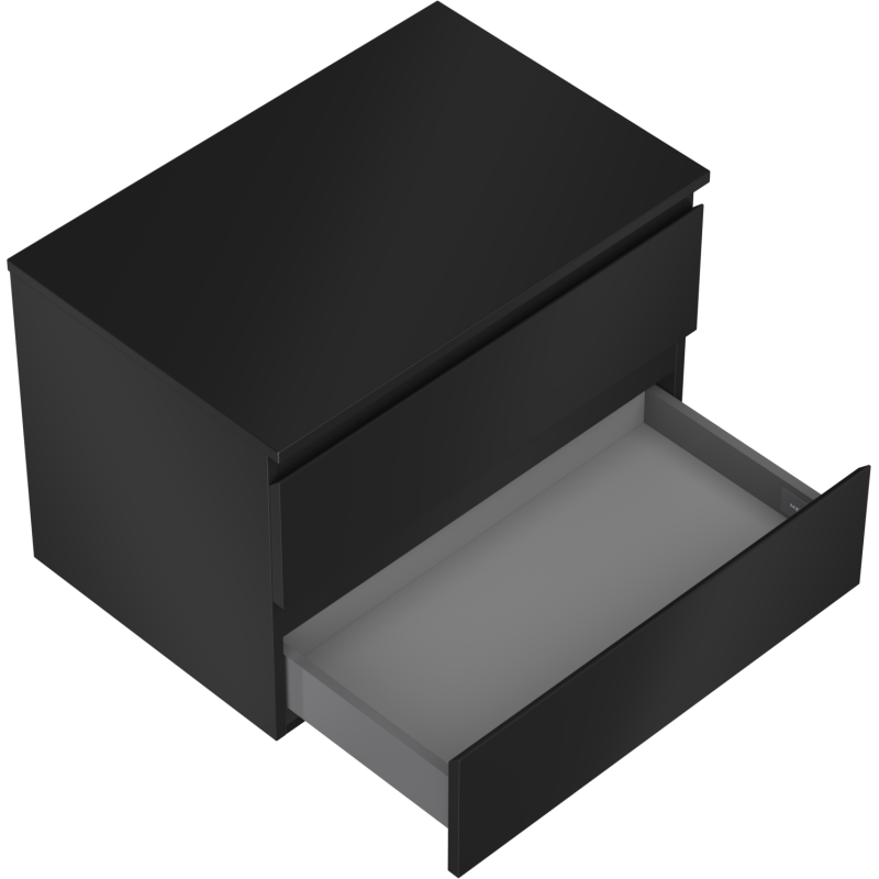 Mexen Orio vonios spintelė po praustuvu 70 cm su stalviršiu, 2 stalčiai, juoda matinė - 91A10-07047-2-BFFC71