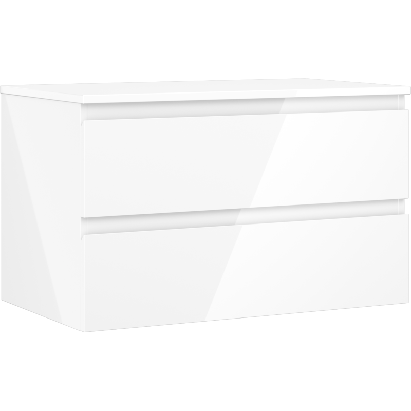 Mexen Orio vonios spintelė po kriaukle 80 cm su stalviršiu, 2 stalčiai, balta blizgi - 91A10-08047-2-BFFC00